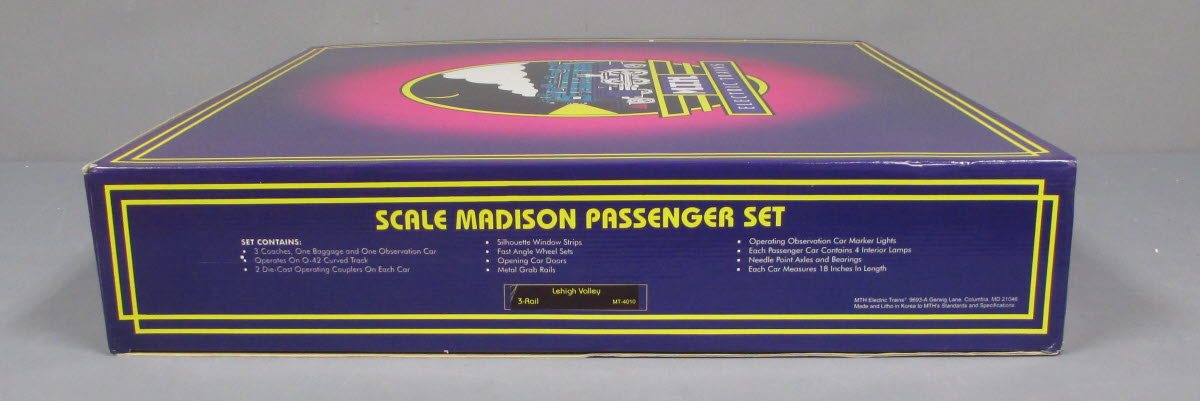 MTH 20-4010 O Gauge Lehigh Valley Premier 70' Madison Passenger 5-Car Set LN/Box