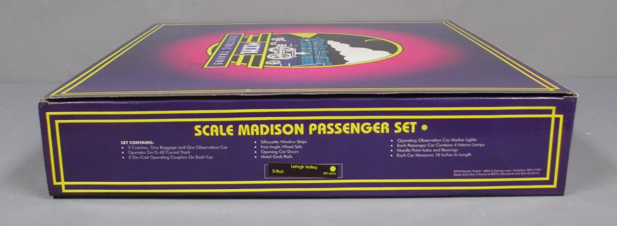 MTH 20-4010 O Gauge Lehigh Valley Premier 70' Madison Passenger 5-Car Set LN/Box