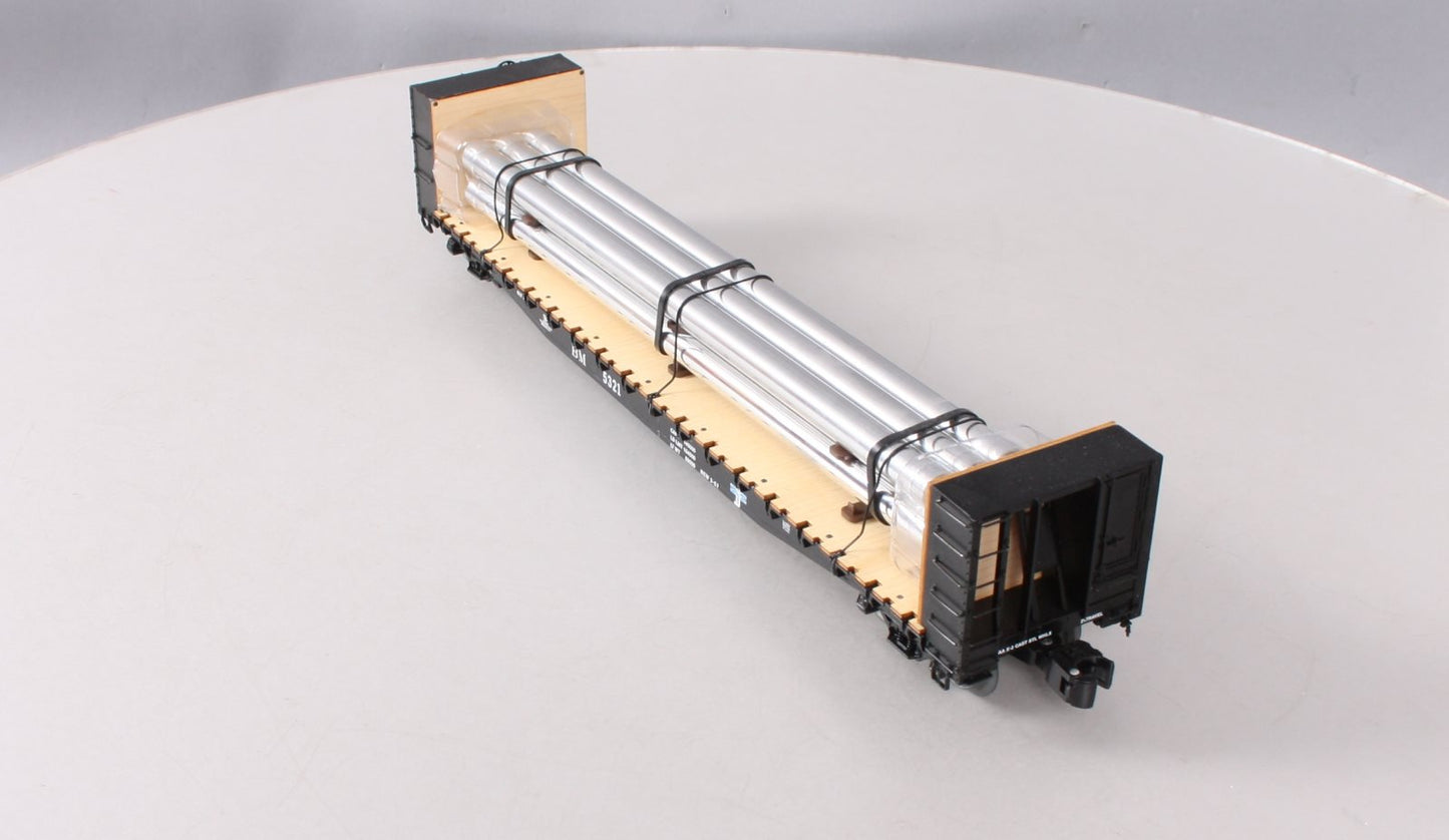 Lionel 6-27837 O Boston & Maine Bulkhead Flatcar w/Pipe Load #5321
