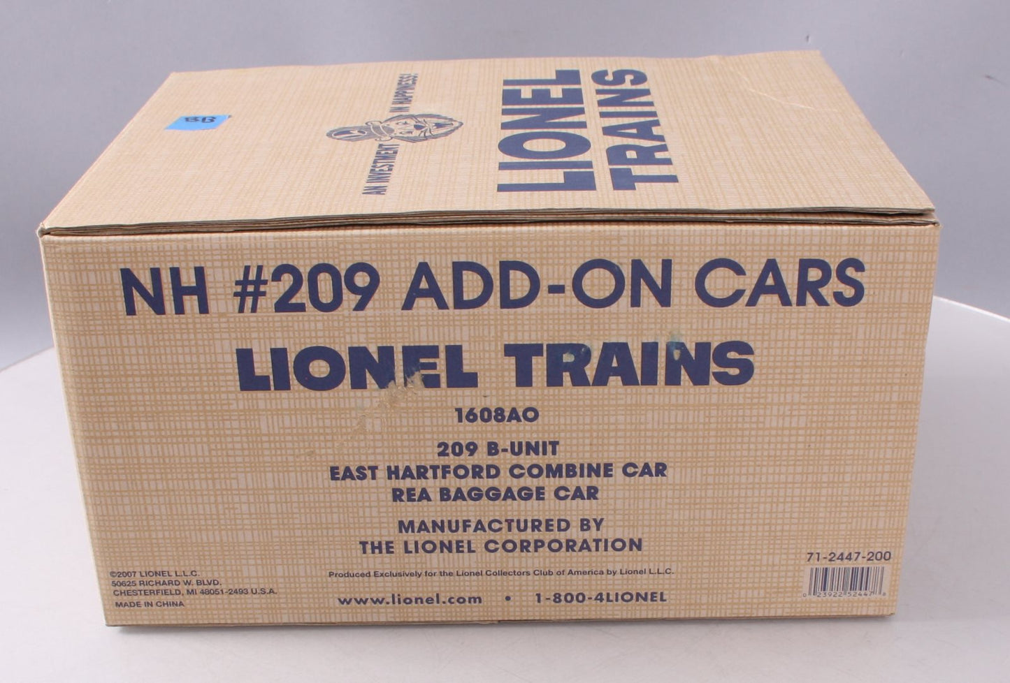 Lionel 1608AO O Gauge New Haven B-Unit And Passenger #209 Add-On Cars MT/Box