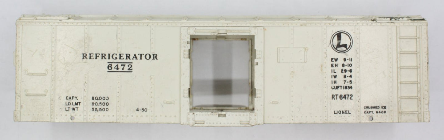 Lionel 6472-1 Refrigerator Car Shell w/ Plastic Door Frames w/o Operating Hatch