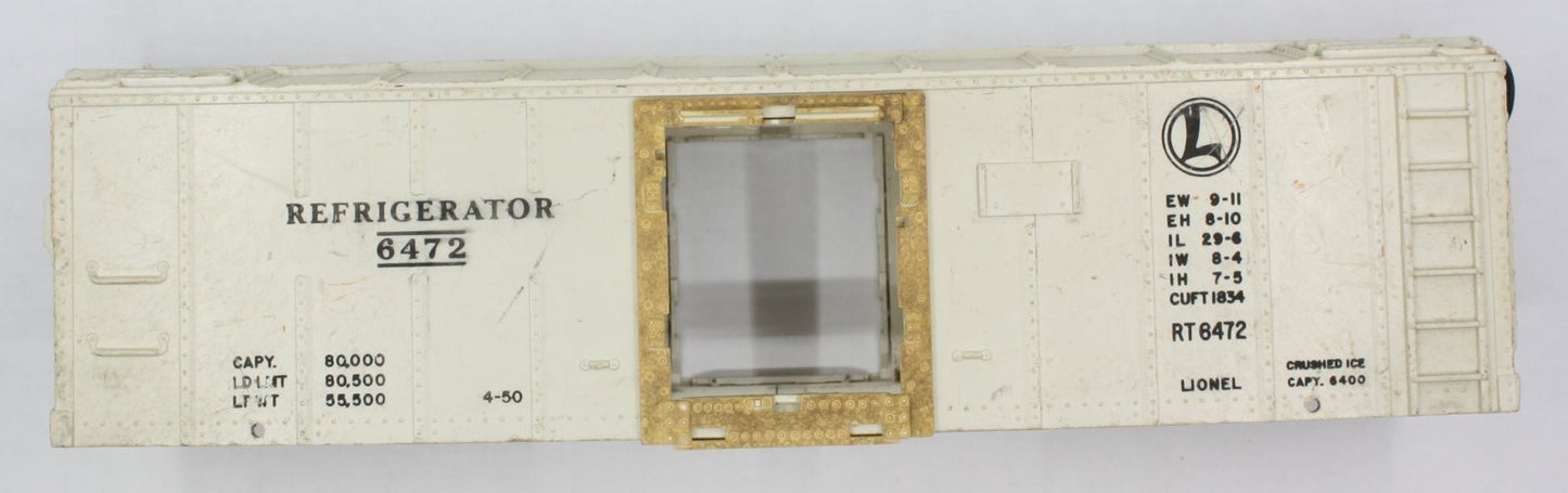 Lionel 6472-1 Refrigerator Car Shell w/ Plastic Door Frames w/o Operating Hatch