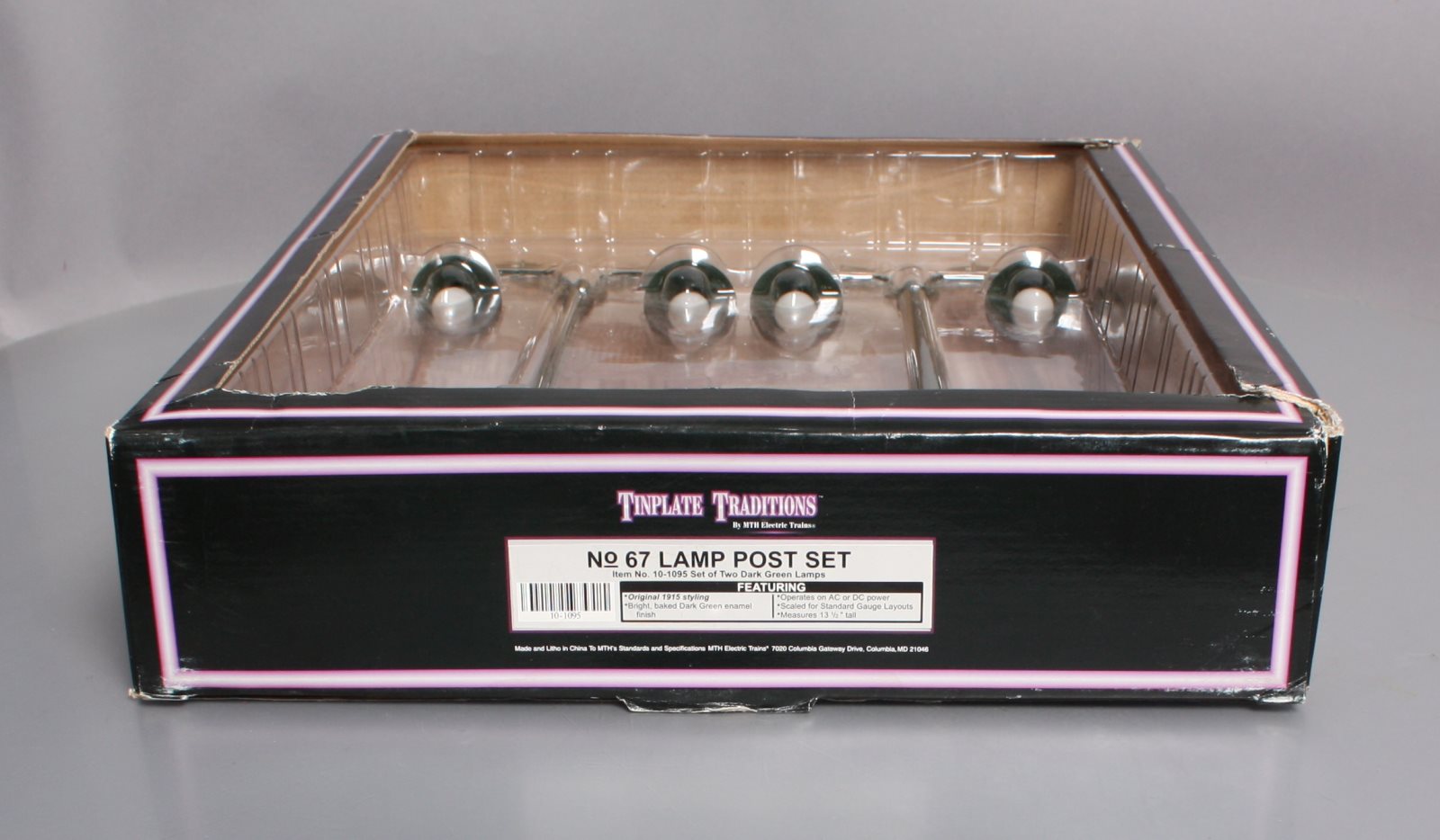 MTH 10-1095 Standard Gauge Dark Green #67 Lamp Post Set (Pack of 2) LN/Box