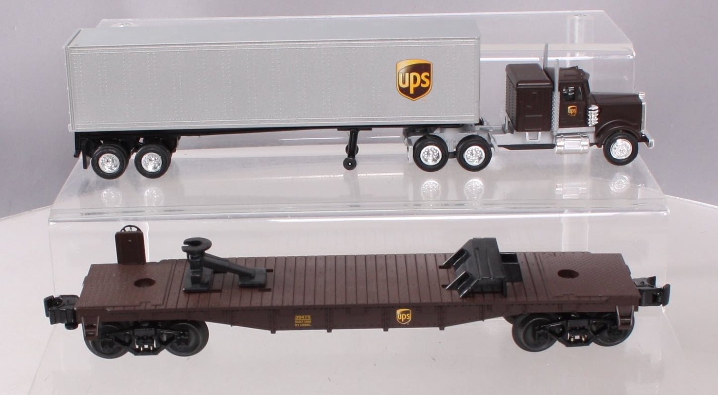 Lionel 6-39475 O Gauge UPS Flatcar with Tractor and Trailer LN/Box