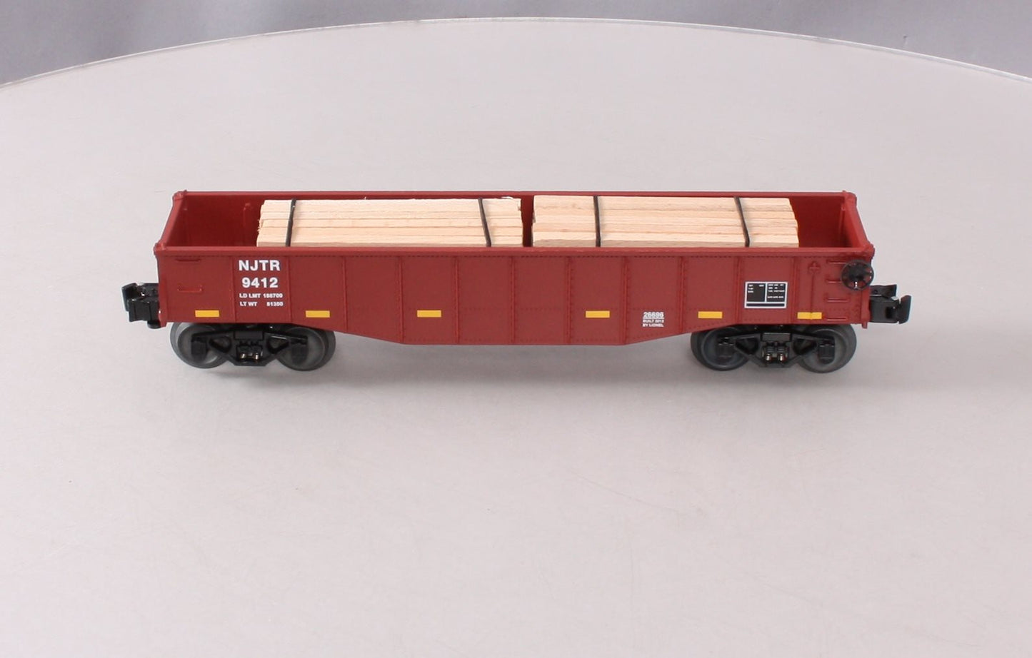 Lionel 6-26696 O Gauge NJ Transit Gondola #9412 w/Wood Ties