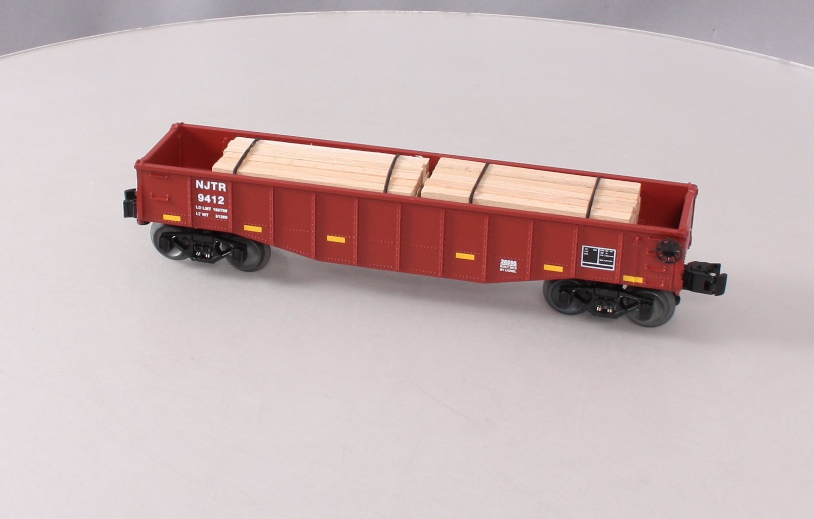 Lionel 6-26696 O Gauge NJ Transit Gondola #9412 w/Wood Ties