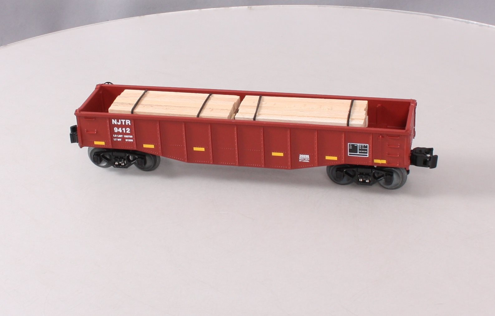 Lionel 6-26696 O Gauge NJ Transit Gondola #9412 w/Wood Ties LN/Box
