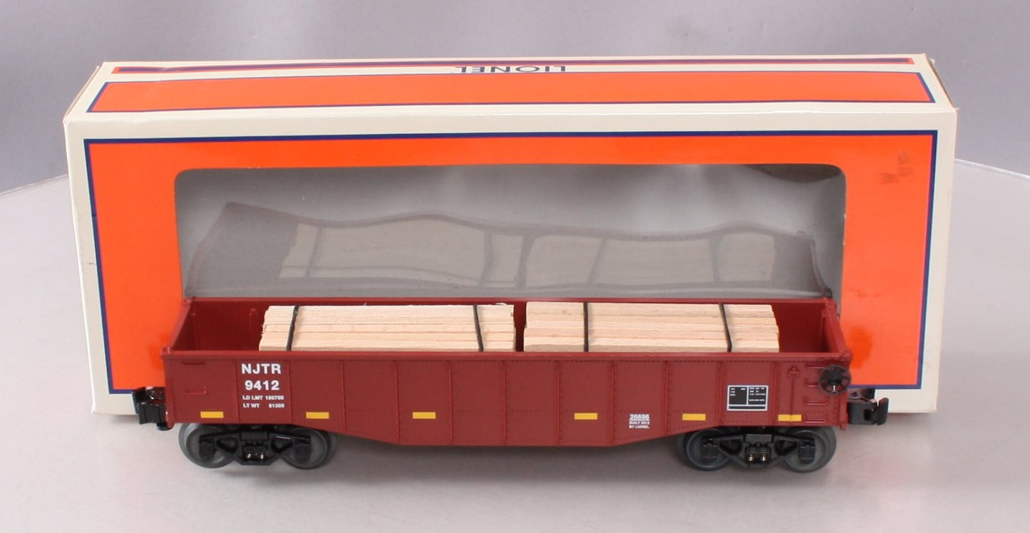 Lionel 6-26696 O Gauge NJ Transit Gondola #9412 w/Wood Ties