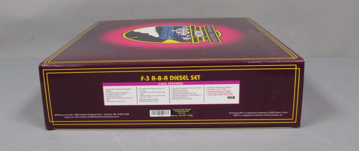 MTH 20-2199-1 O Gauge SP F-3 ABA Diesel Engine Set w/PS1 #6180/6181/8080 LN/Box
