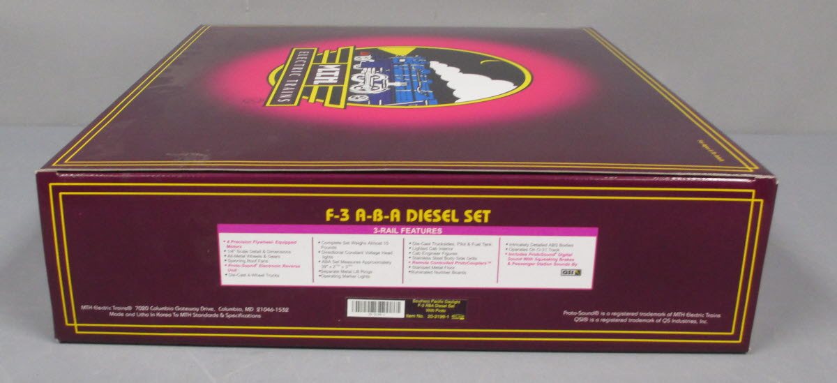 MTH 20-2199-1 O Gauge SP F-3 ABA Diesel Engine Set w/PS1 #6180/6181/8080 LN/Box