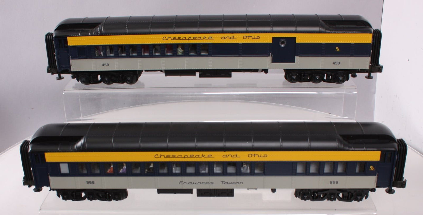 MTH 20-4128 O C&O 70' Madison Combine/Diner Passenger Car Set (Set of 2) LN/Box