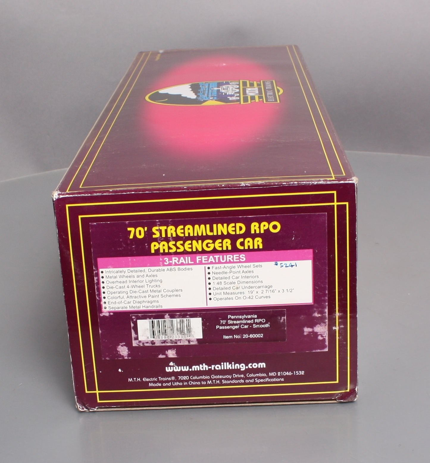 MTH 20-60002 O Pennsylvania 70' Smooth RPO Passenger Car
