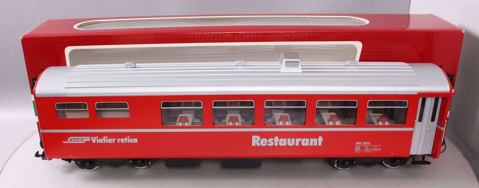 LGB 3068 G Scale RhB Red Restaurant / Diner Car #3815 (Metal Wheels) EX/Box