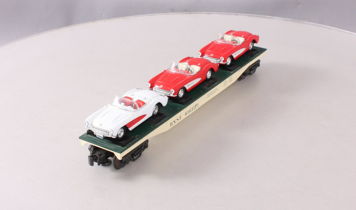 K-Line K691-1171 O Gauge Burlington Northern Santa Fe Flatcar w/ 1957 Corvettes NIB