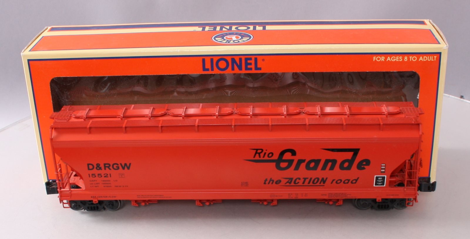 Lionel 6-17187 O Gauge Rio Grande ACF 4-Bay Hopper Car #15521 LN/Box