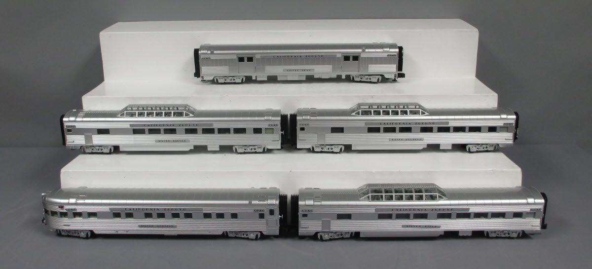MTH 20-6545 O Gauge California Zephyr 70' Streamlined Ribbed Passenger 5-Car Set LN/Box