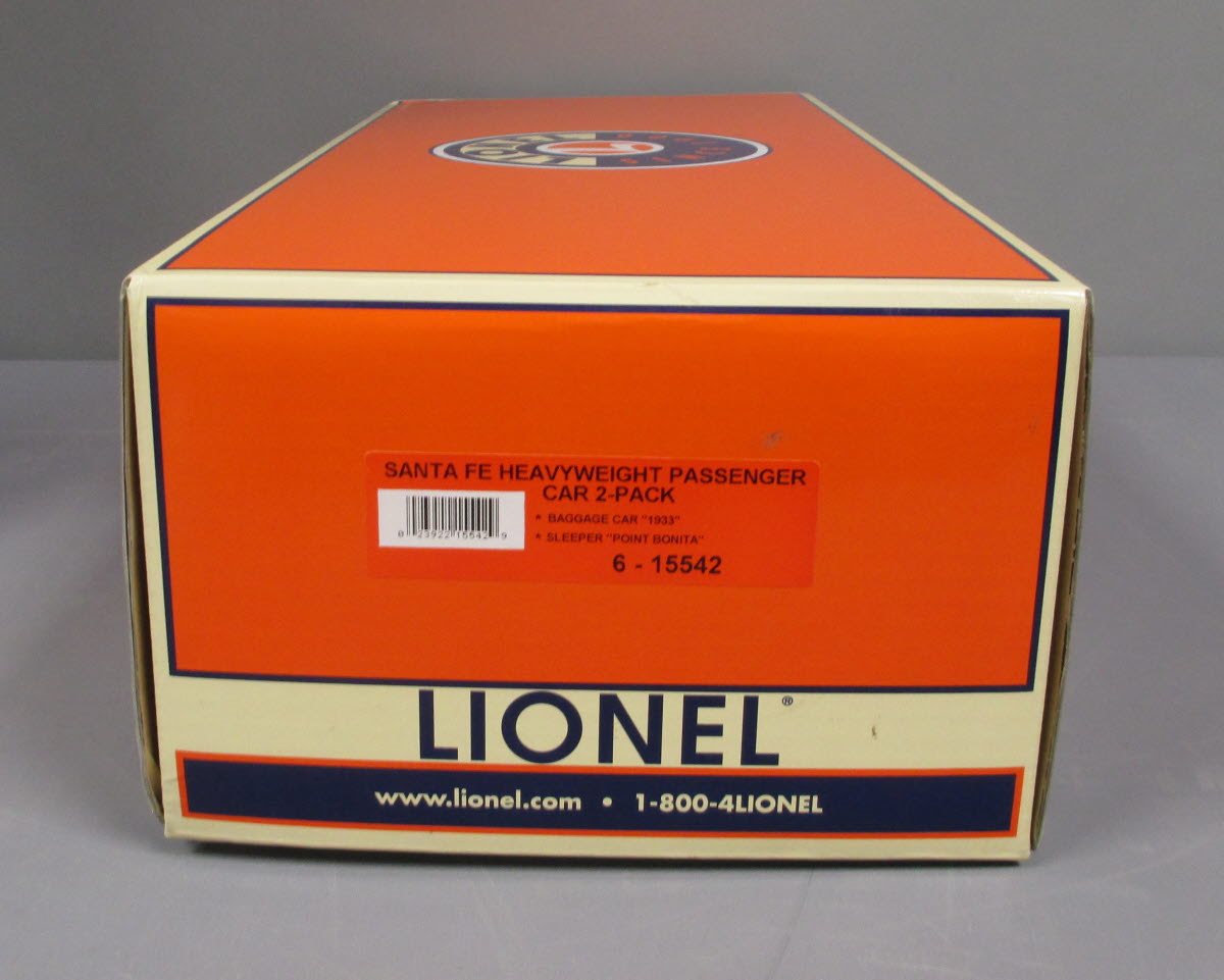 Lionel 6-15542 O Gauge Santa Fe Heavyweight Passenger Car Set LN/Box