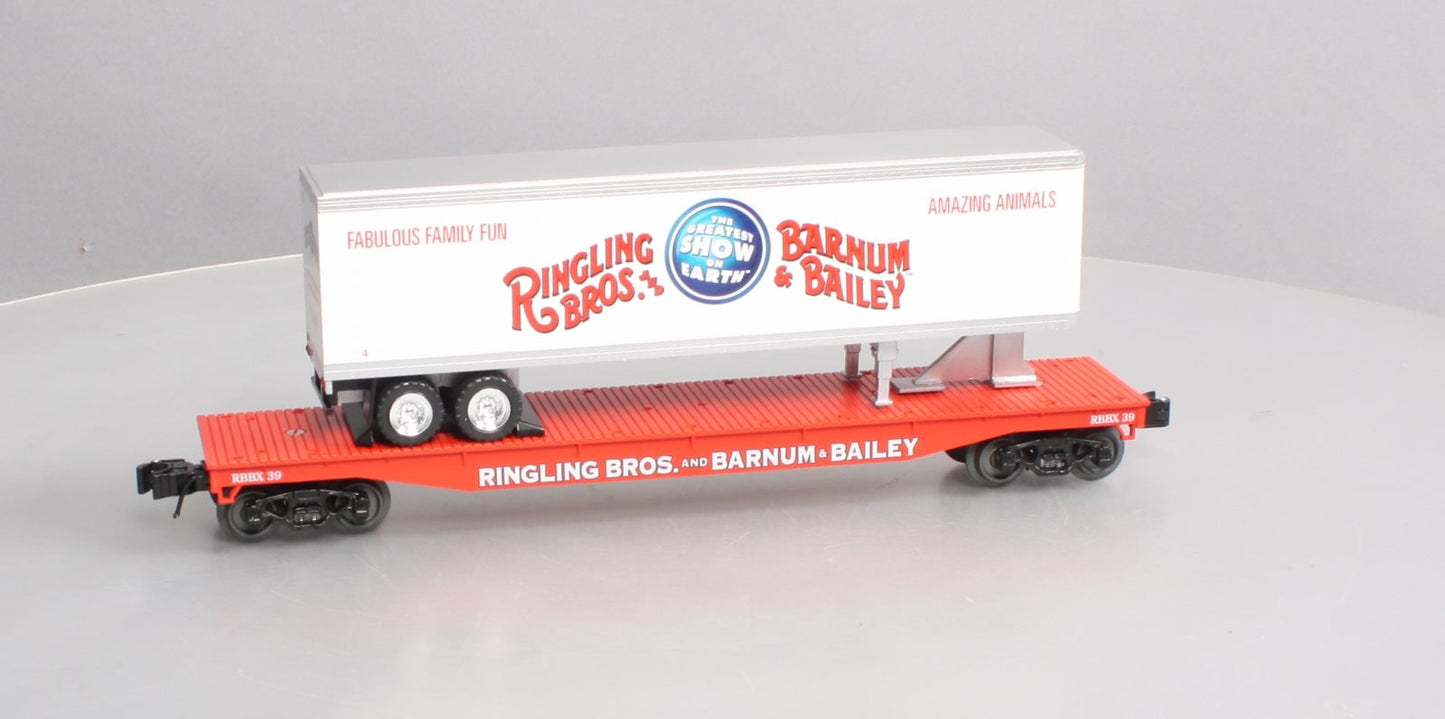 K-Line 6-22574 O Gauge Ringling Bros Flat Car #39 w/ Trailer #4 LN/Box