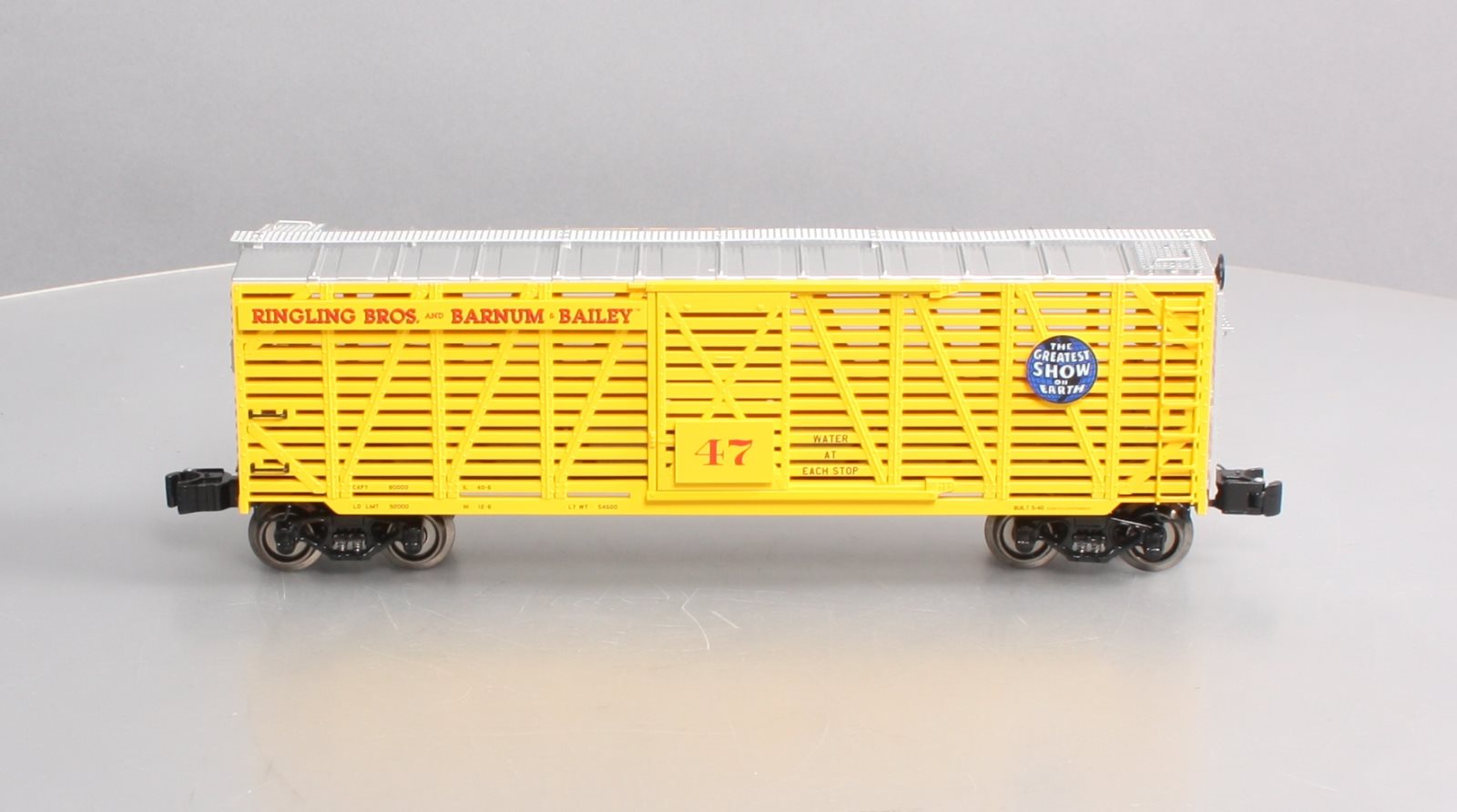 K-Line 6-22248 O Gauge Ringling Brothers Scale Stock Car #47 (Gold) NIB