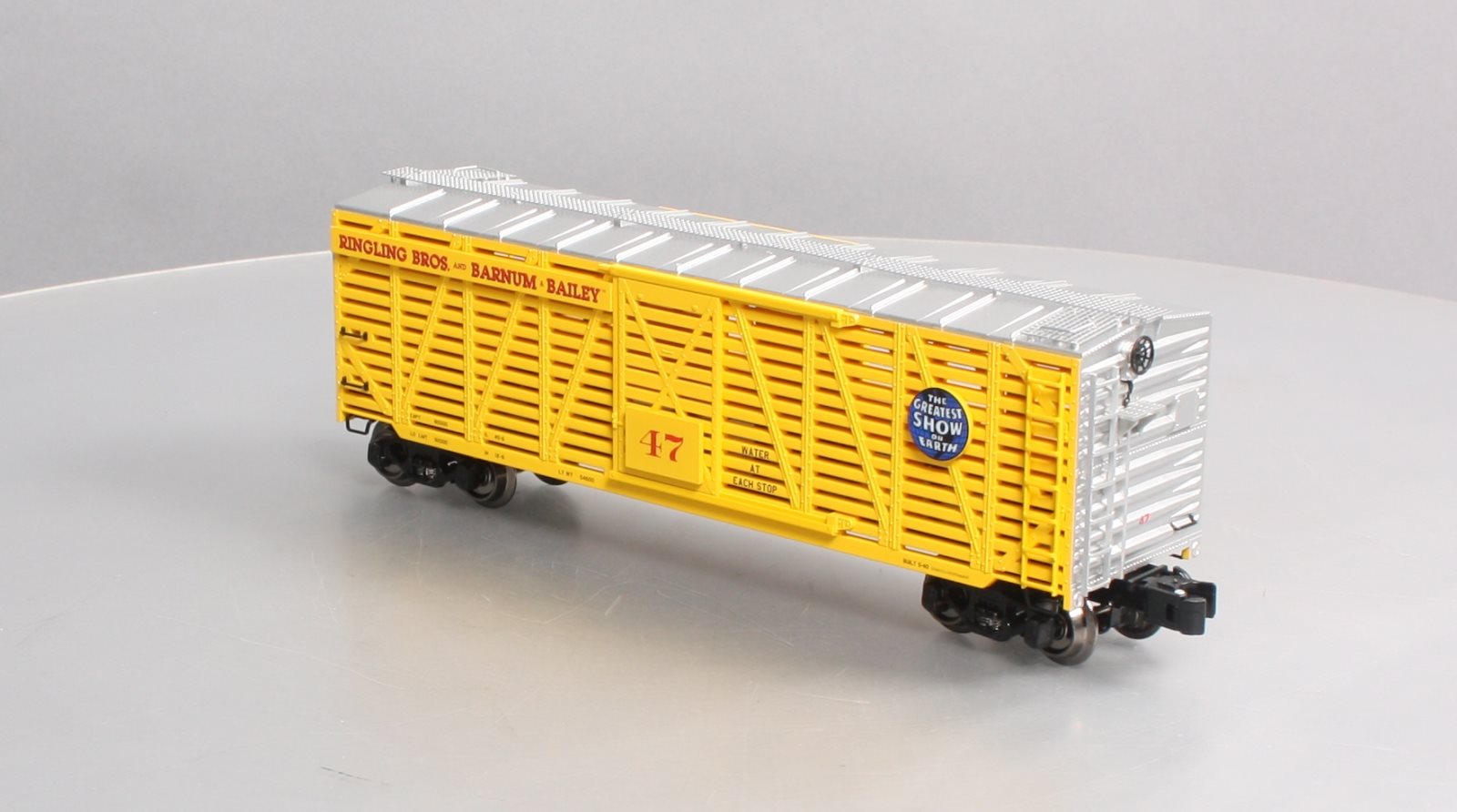 K-Line 6-22248 O Gauge Ringling Brothers Scale Stock Car #47 (Gold) NIB