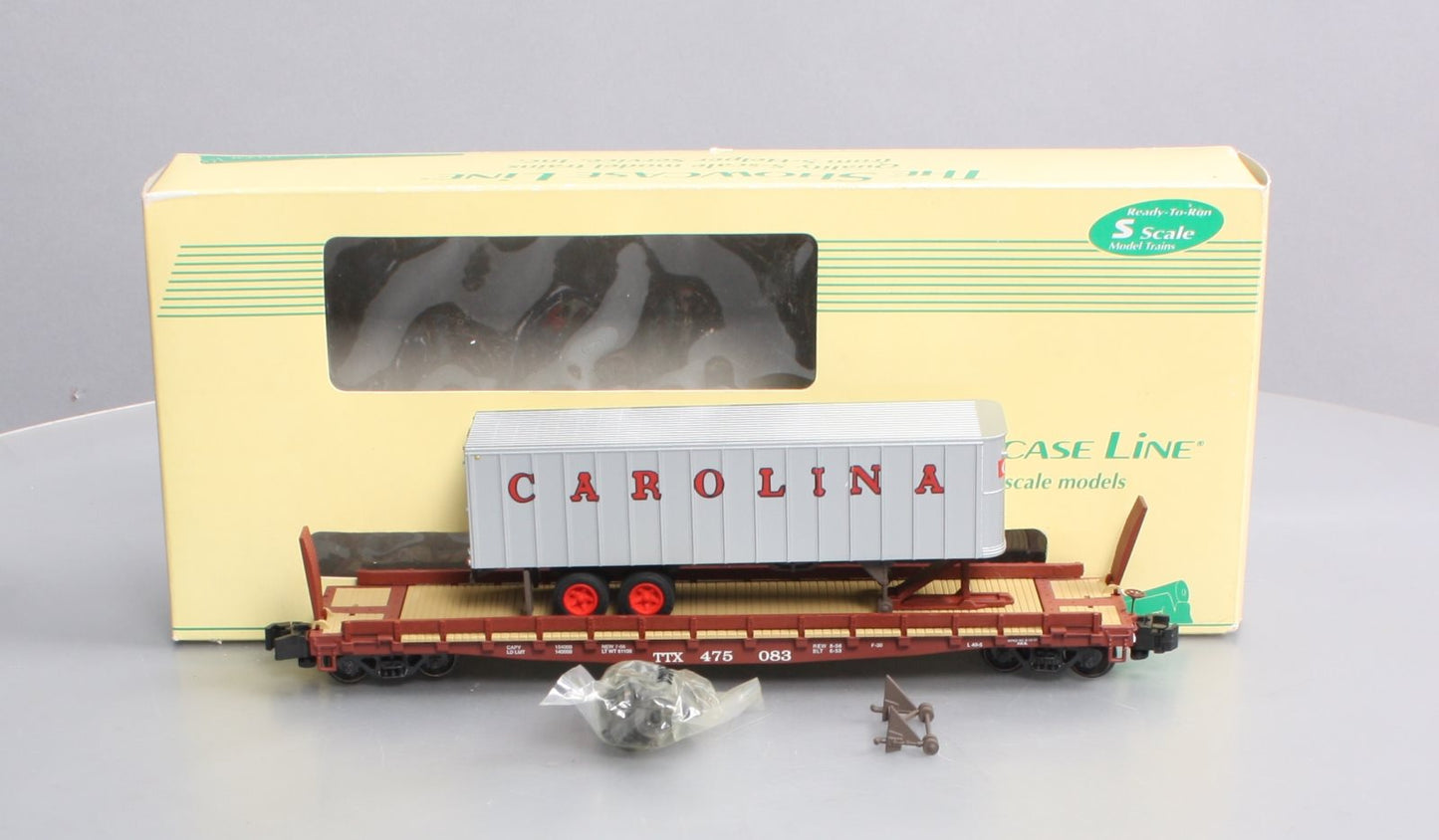 S-Helper Service 00307-6 S Gauge TOFC TTX#2 w/Carolina Trailer #475083 EX/Box