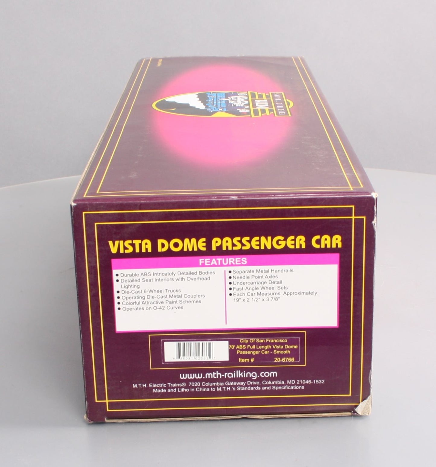 MTH 20-6766 O Gauge City of San Francisco Twin Peaks Full Vista Dome Car LN/Box