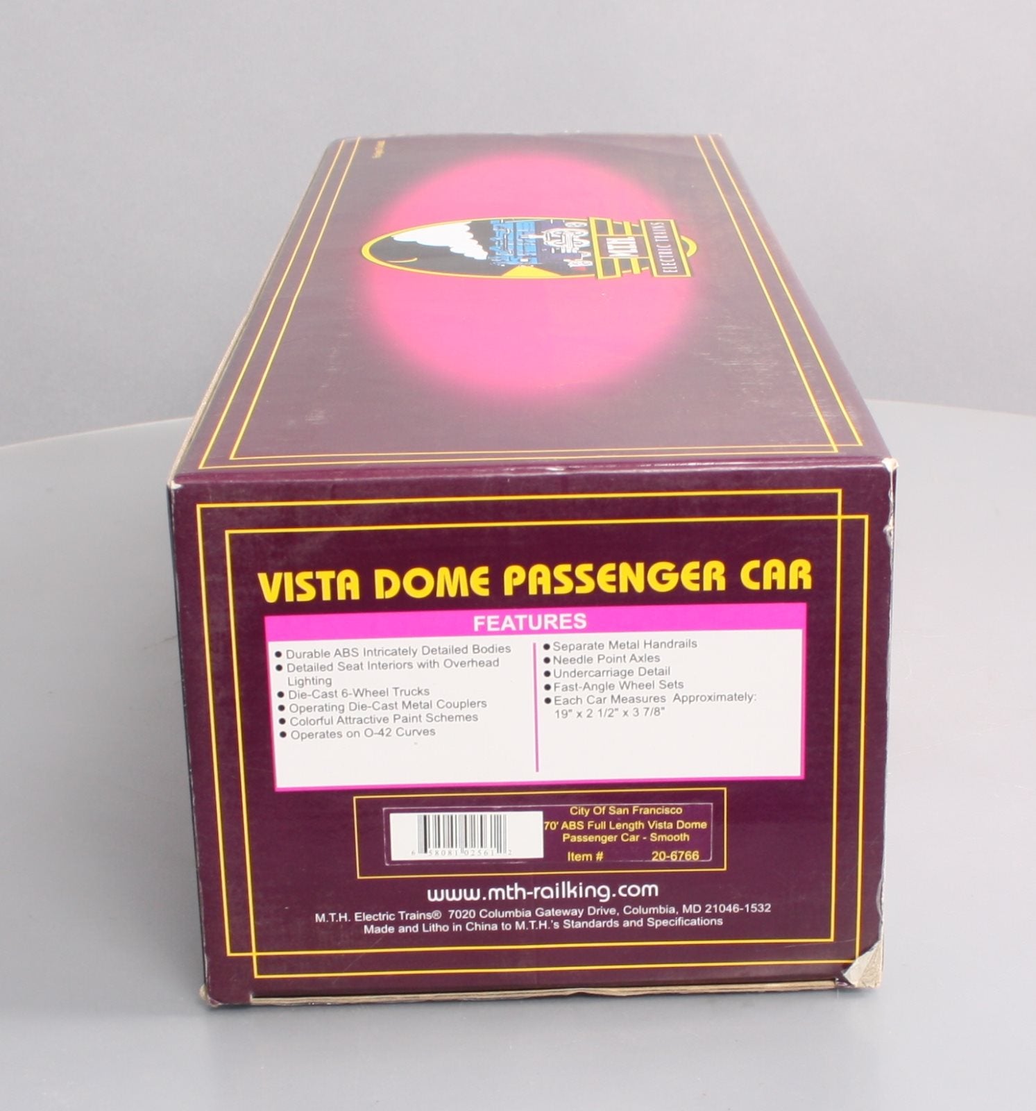 MTH 20-6766 O Gauge City of San Francisco Twin Peaks Full Vista Dome Car LN/Box