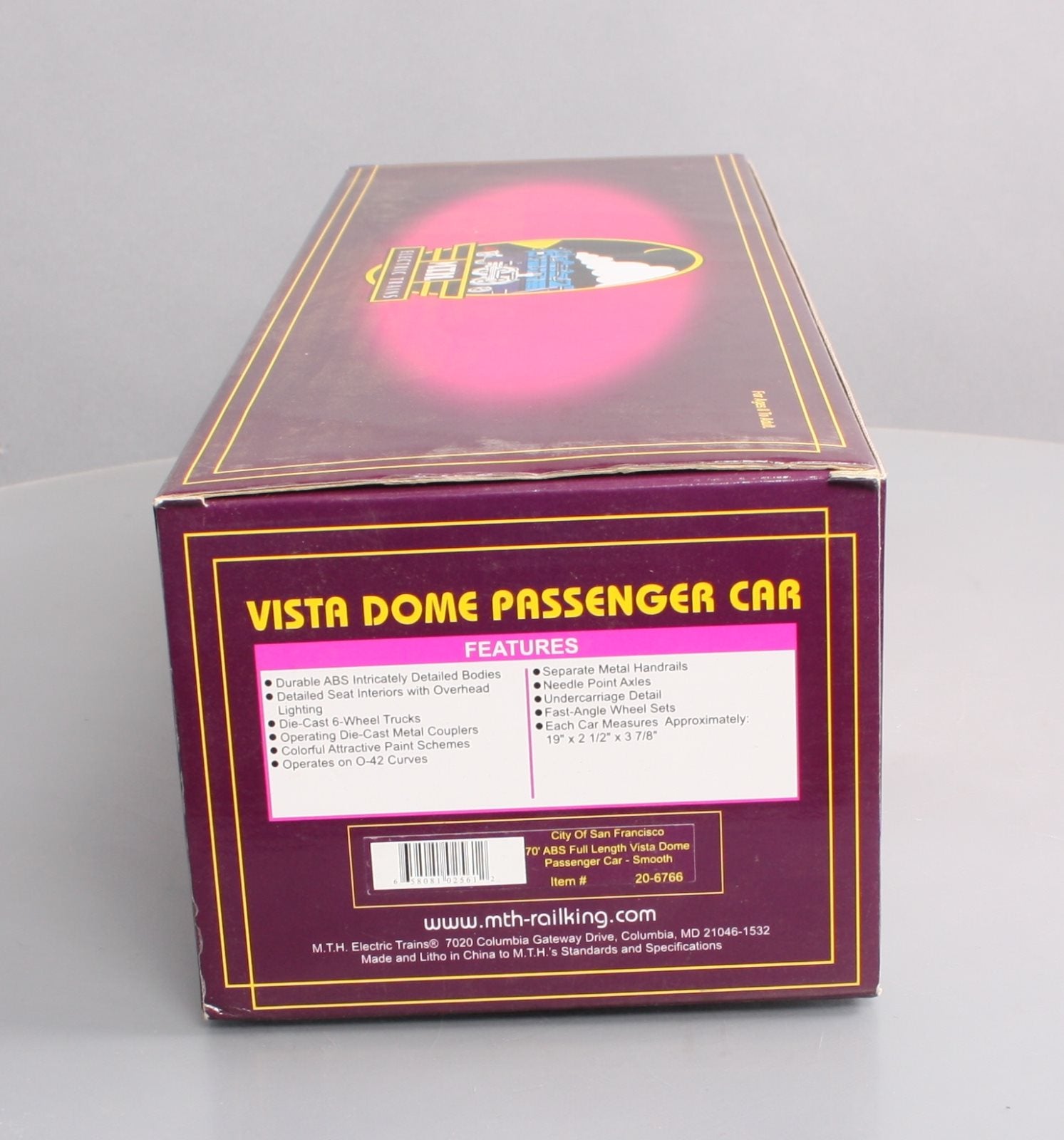 MTH 20-6766 O Gauge City of San Francisco Twin Peaks Full Vista Dome Car LN/Box