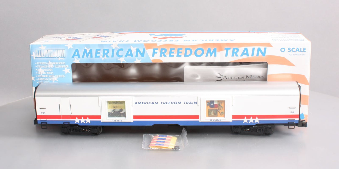 K-Line K4601-30104 O Gauge American Freedom Train 18" Aluminum Display Car #104 LN/Box