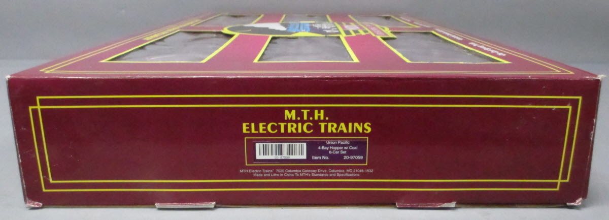 MTH 20-97059 O Union Pacific 4-Bay Hopper Cars w/Coal Load (Set of 6) LN/Box
