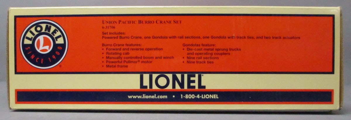 Lionel 6-31706 O Gauge Union Pacific Burro Crane Set LN/Box