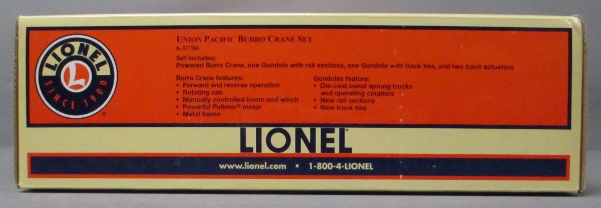 Lionel 6-31706 O Gauge Union Pacific Burro Crane Set LN/Box