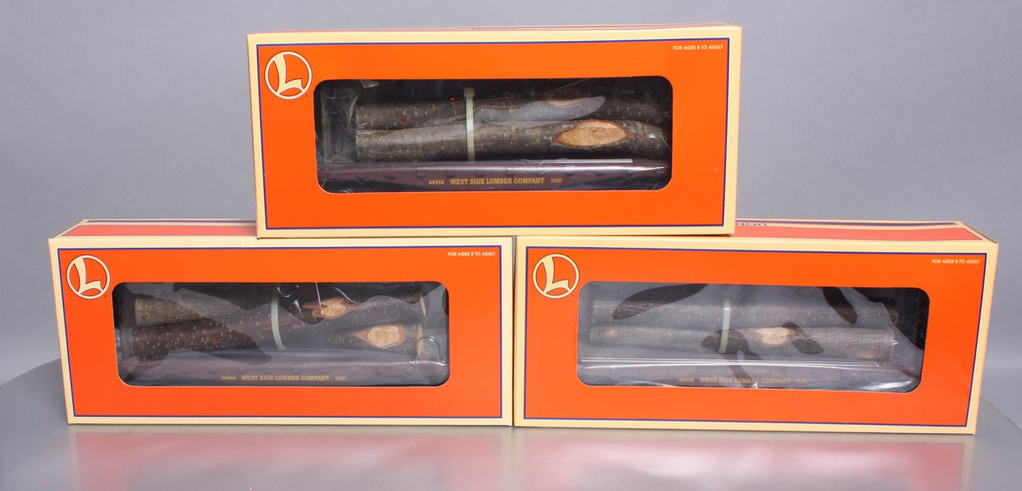 Lionel 6-26713 O Gauge Western Maryland 3-Car Standard Flatcars w/Log Loads Set LN/Box