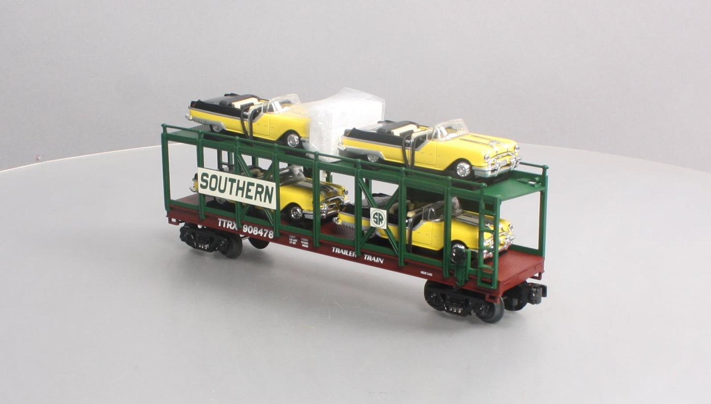 MTH 30-76140 O Gauge Southern Auto Carrier with 4 1955 Pontiacs LN/Box