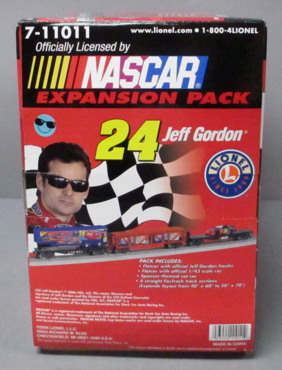 Lionel 7-11011 O Gauge Jeff Gordon NASCAR Expansion Pack (Set of 3) NIB