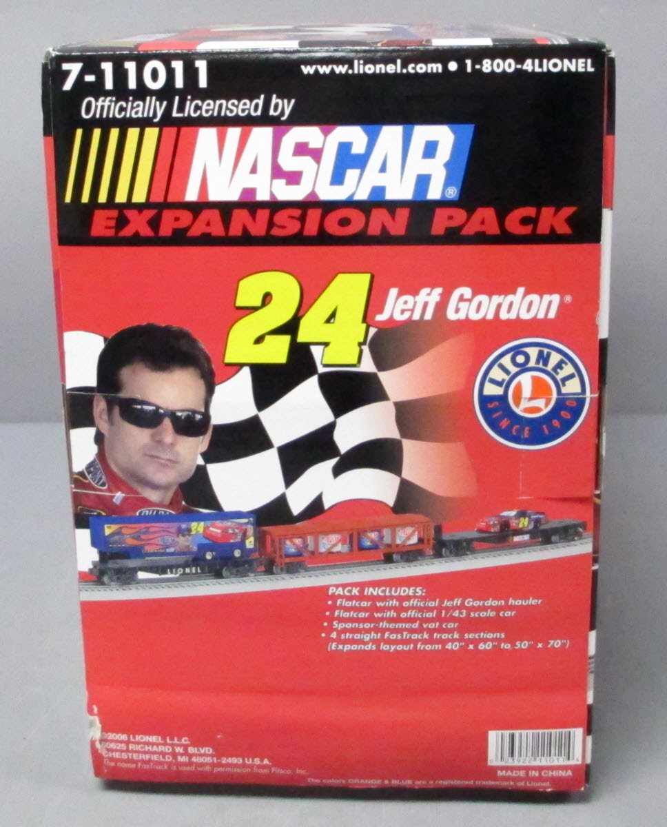 Lionel 7-11011 O Gauge Jeff Gordon NASCAR Expansion Pack (Set of 3) NIB