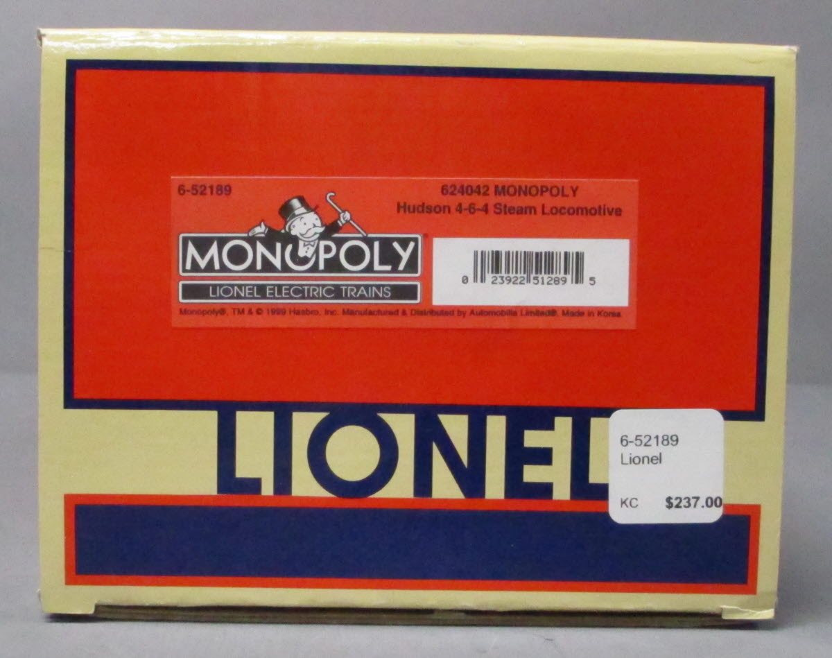 Lionel 6-52189 O Gauge Monopoly 4-6-4 Hudson Steam Locomotive & Tender #1999 NIB