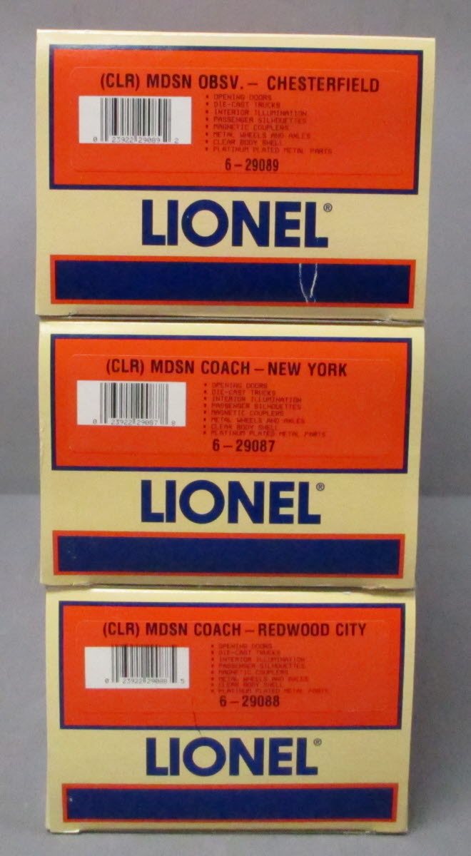 Lionel 6-29086 O Platinum Ghost Clear Shell Madison Passenger Cars (Set of 3) LN/Box