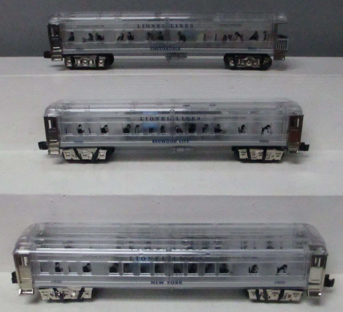 Lionel 6-29086 O Platinum Ghost Clear Shell Madison Passenger Cars (Set of 3) LN/Box