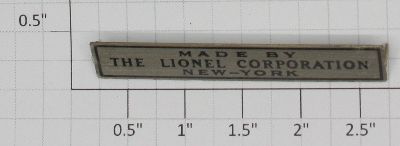 Lionel 440C-2 Large Prewar Nickel Made By Lionel Corp. Nameplate