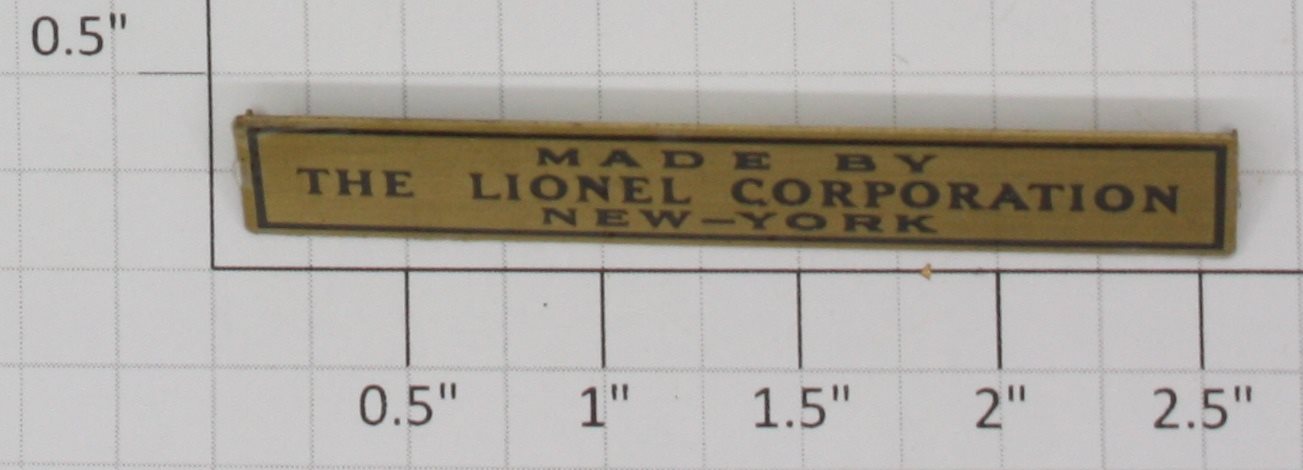Lionel 440C-2 Large Prewar Brass Made By Lionel Corp. Nameplate