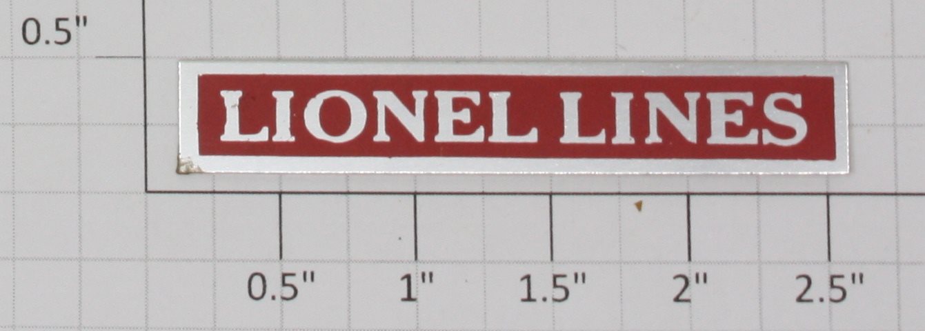 Lionel 392T-1 Nickel & Red Lionel Lines Nameplate w/ Adhesive Tape
