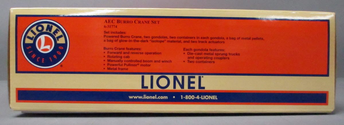 Lionel 6-31774 O Gauge AEC Radioactive Transport Burro Crane Set LN/Box