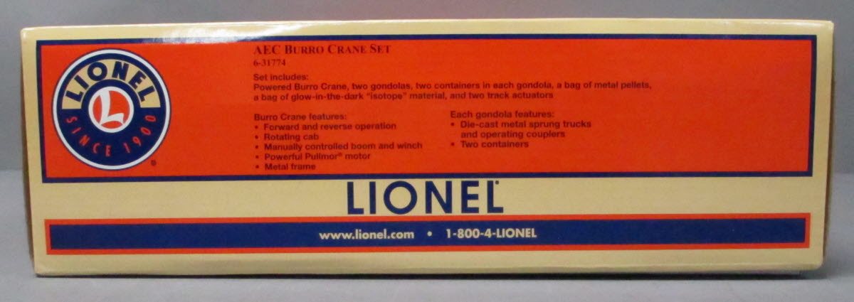 Lionel 6-31774 O Gauge AEC Radioactive Transport Burro Crane Set LN/Box