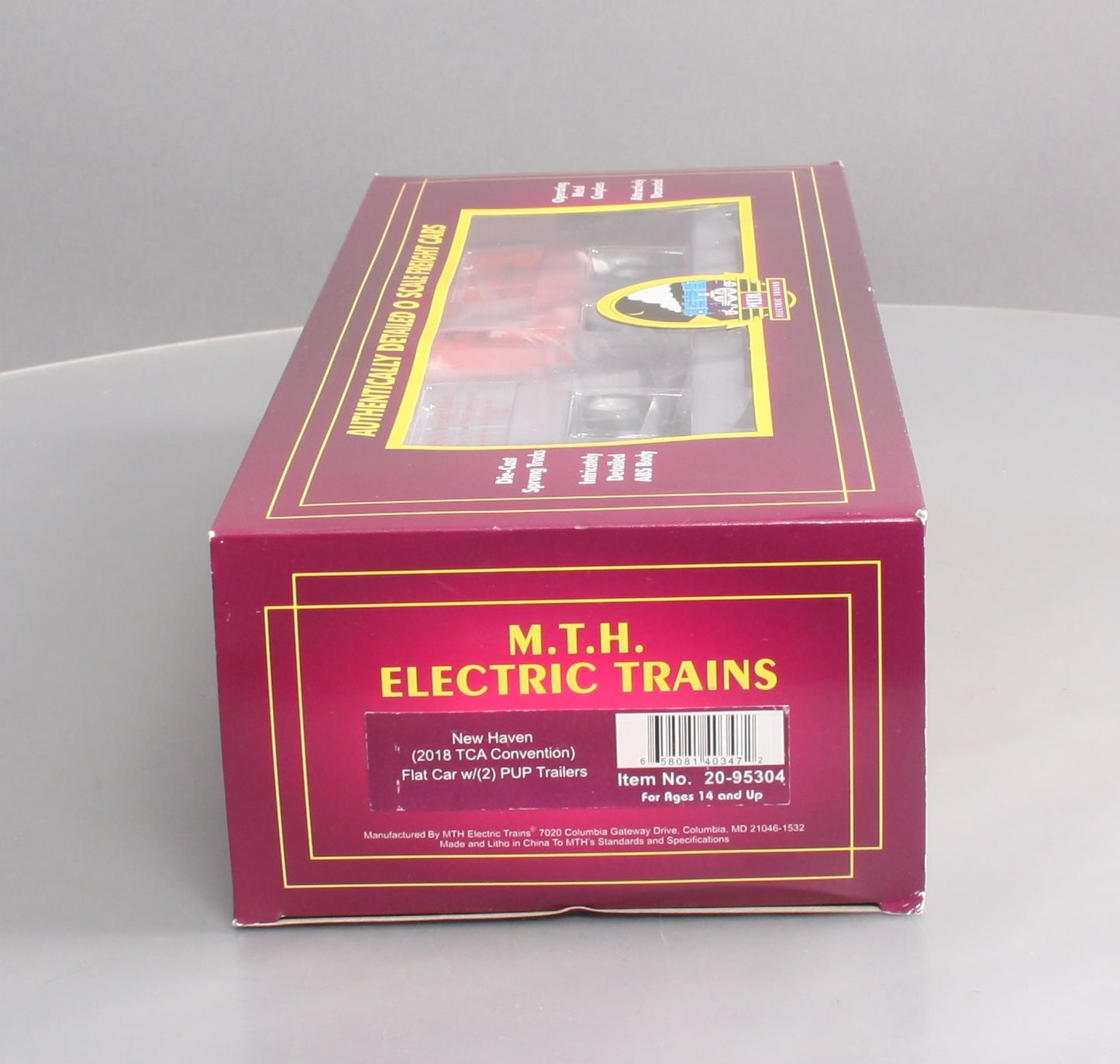 MTH 20-95304 O Gauge New Haven 2018 TCA Convention Flatcar w/ 2 Trailers LN/Box