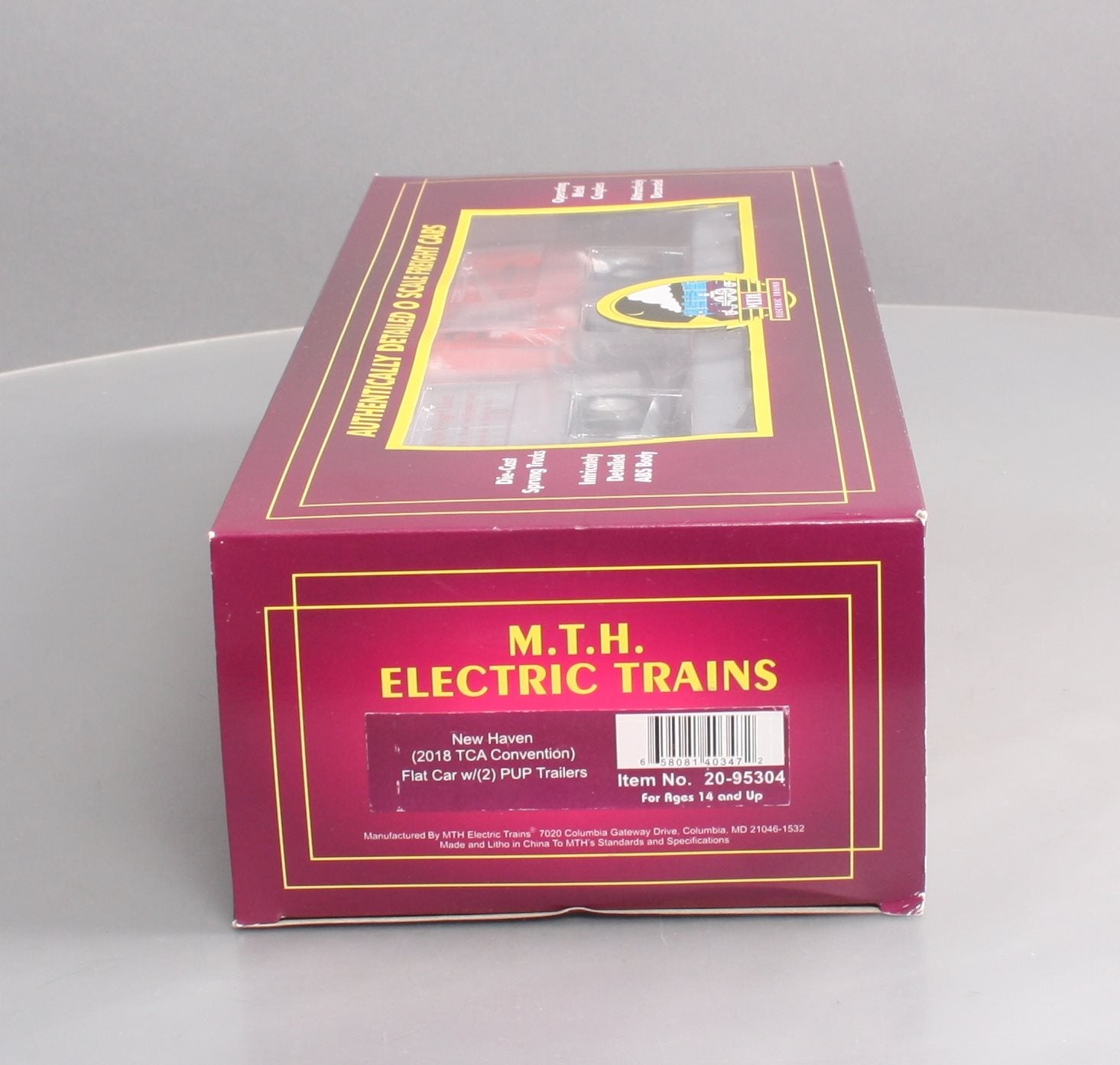 MTH 20-95304 O Gauge New Haven 2018 TCA Convention Flatcar w/ 2 Trailers LN/Box