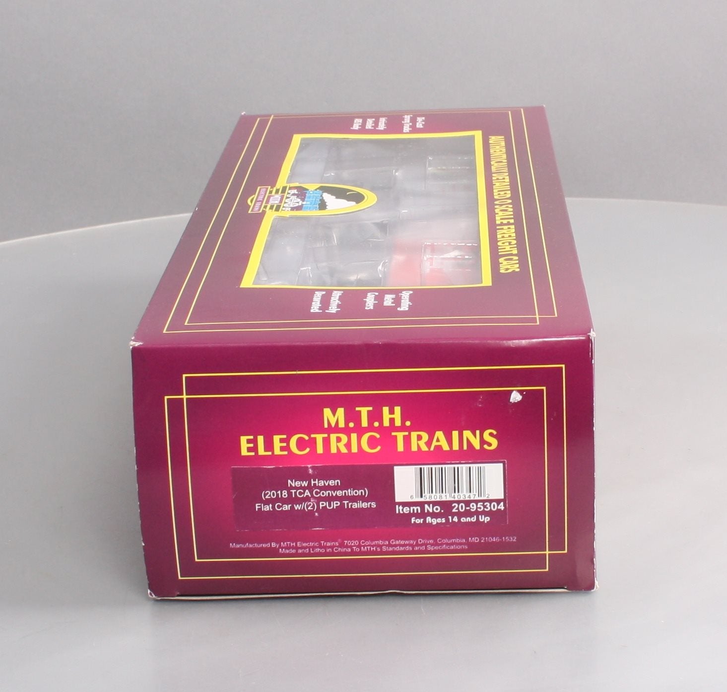 MTH 20-95304 O Gauge New Haven 2018 TCA Convention Flatcar w/ 2 Trailers LN/Box