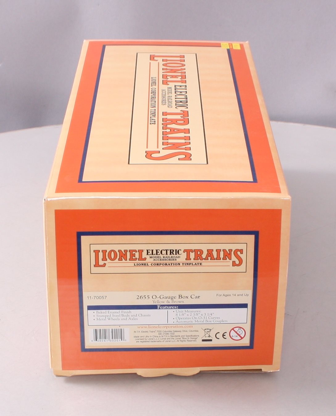 Lionel 11-70057 O Gauge Yellow & Brown  Lionel Lines Tin Plate Boxcar LN/Box