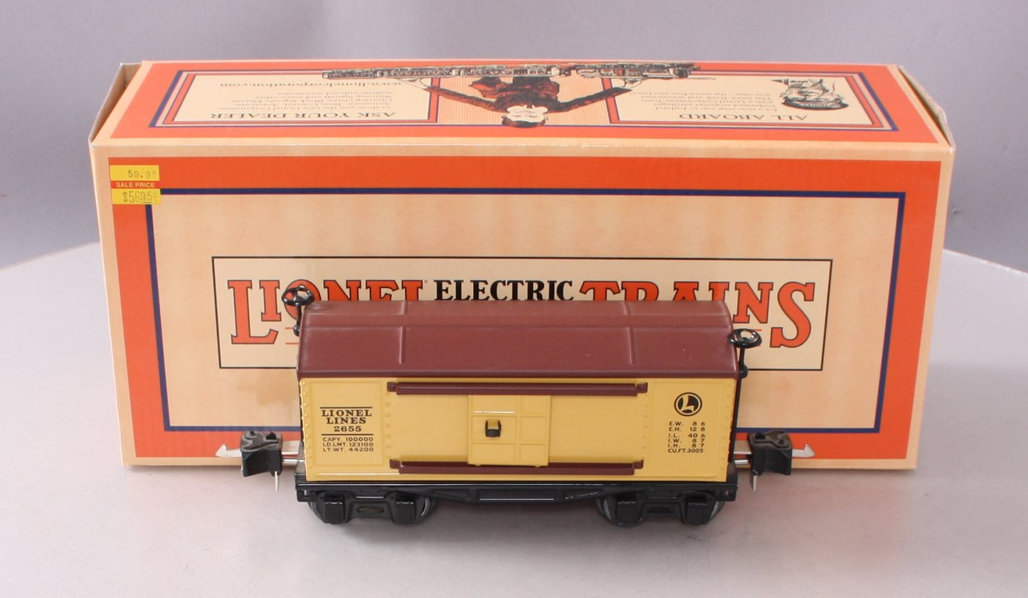 Lionel 11-70057 O Gauge Yellow & Brown  Lionel Lines Tin Plate Boxcar LN/Box