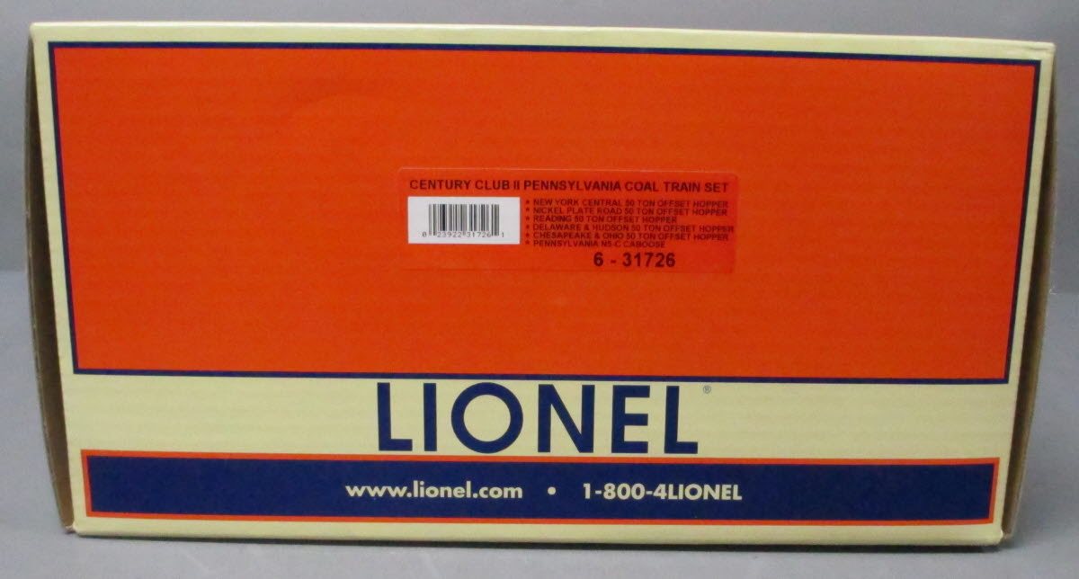 Lionel 6-31726 O Gauge Century Club II Pennsylvania Coal Train Set NIB